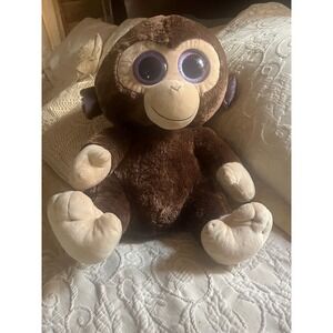 Ty Beanie Boos Coconut Monkey Large Plush Big Eyes Purple Ears